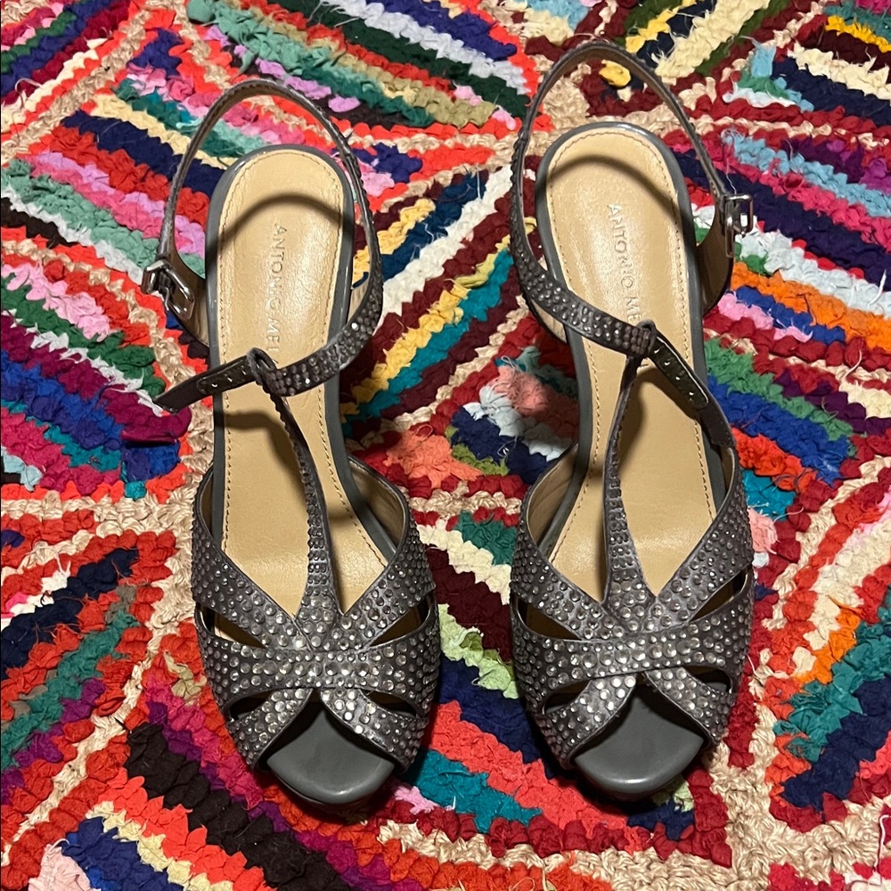 ANTONIO MELANI Silver Studded Sandals